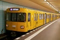 Subway on a stop at the station FriedrichstraÃÅ¸e in Berlin